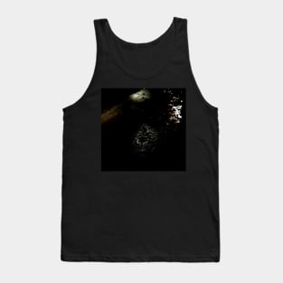 Digital collage and special processing. Dark, scary place in woods. Hole. Grayscale and brown. Tank Top